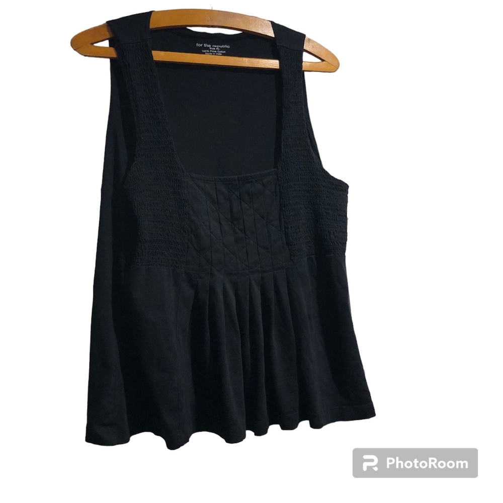 For the Republic Black Babydoll Style Tank Top